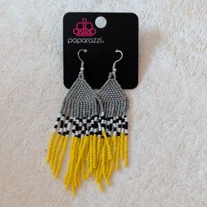 Paparazzi Beaded Yellow Dangle Earrings New